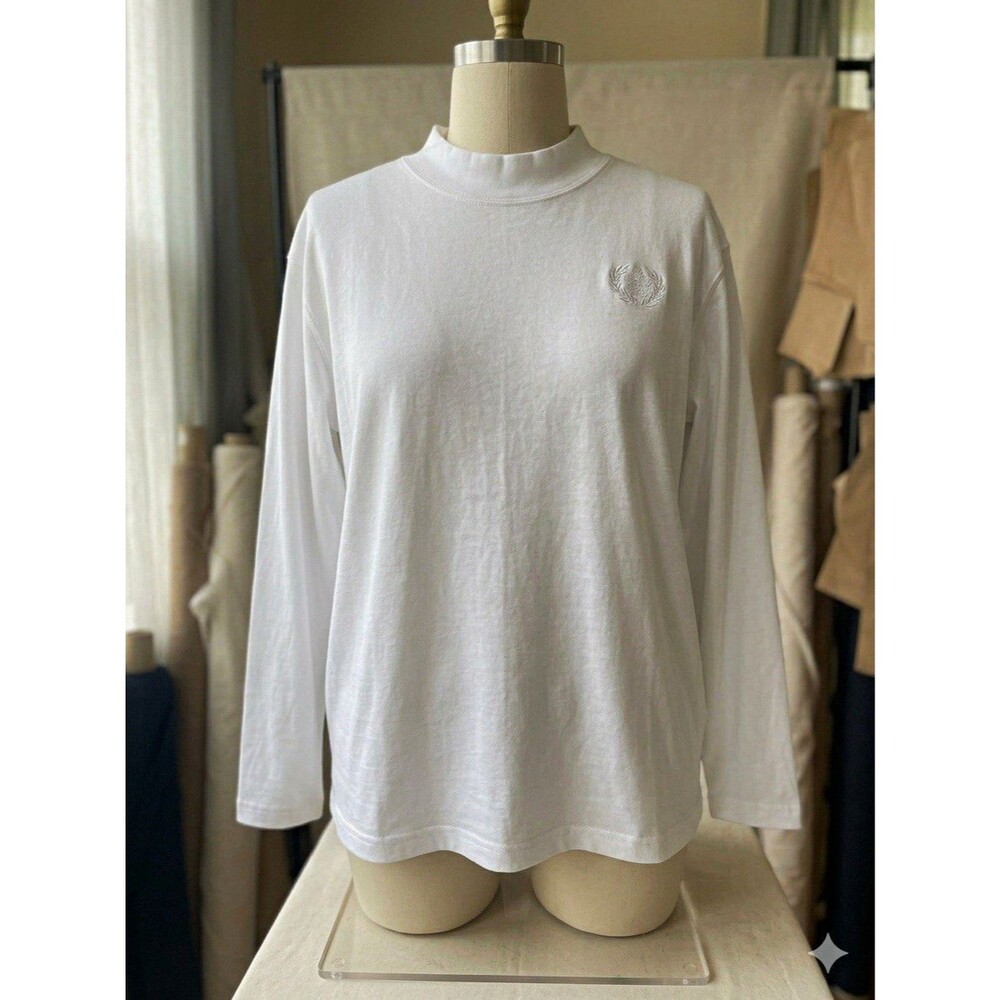 Blair 3XL White Mock Neck Long Sleeve Knit Pullover Embroidered Top
